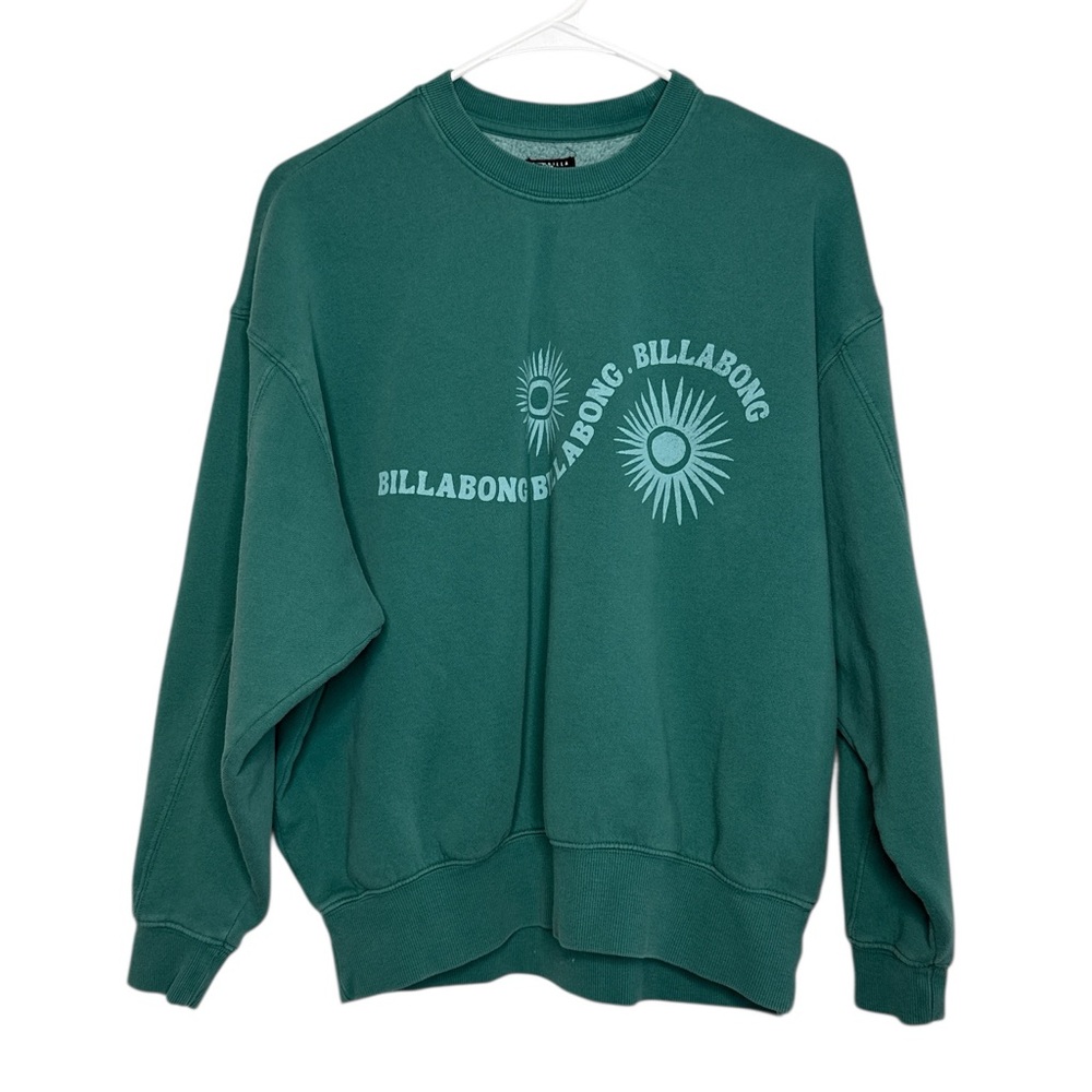 Billabong Women's Time For Kendal Green Fleece Crewneck Sweatshirt Small